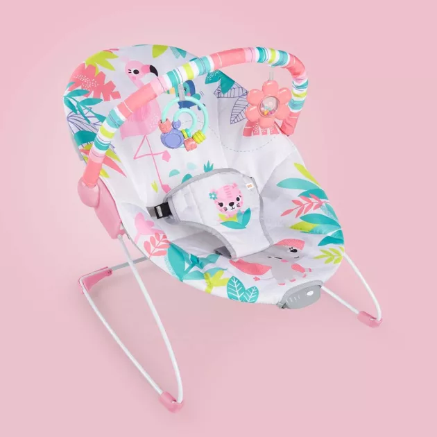 Bright Starts Rezgő pihenőszék, Flamingo Vibes™, 0 hó+, 9 kg-ig