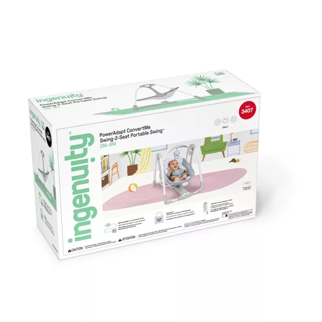 INGENUITY Átalakítható rezgő hinta dallamokkal és adapterrel, Swell™, 2in1, 0 hó+, 9 kg-ig