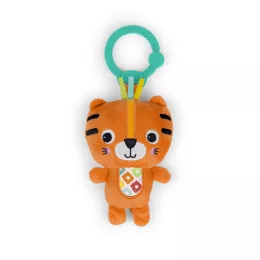   Bright Starts Plüss csörgő tigris C-karikán, Jingle Joy™, 0 hó+