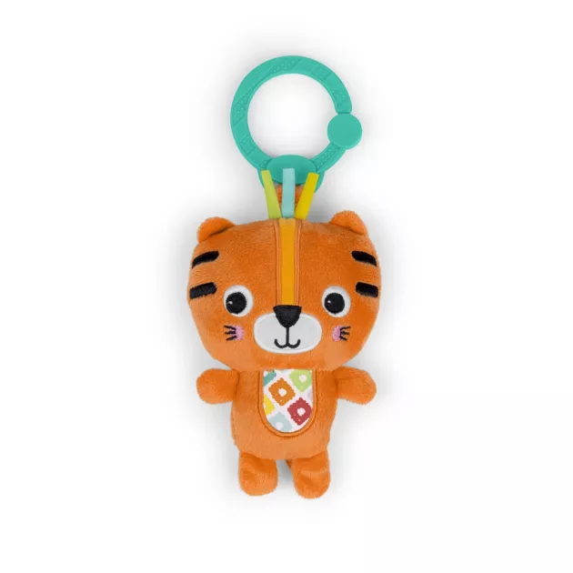 Bright Starts Plüss csörgő tigris C-karikán, Jingle Joy™, 0 hó+