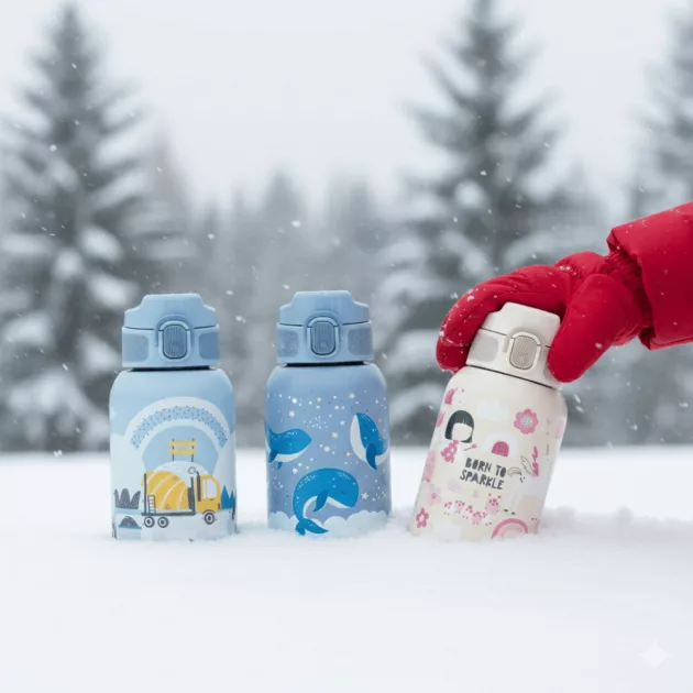 Petite&Mars Rozsdamentes acél termoszpalack szívószállal 350 ml Whale Song 12m+