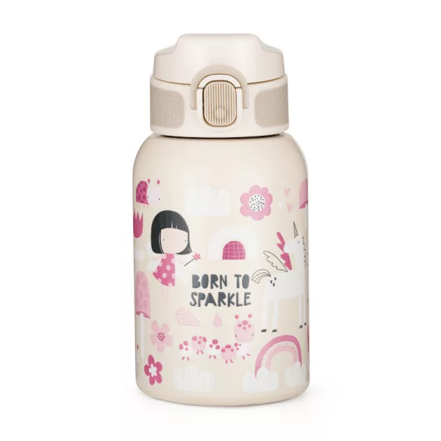 Petite&Mars Rozsdamentes acél termoszpalack szívószállal 350 ml Twinkling Fairy 12m+