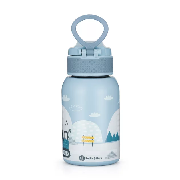 Petite&Mars Rozsdamentes acél termoszpalack szívószállal 350 ml Work Zone 12m+