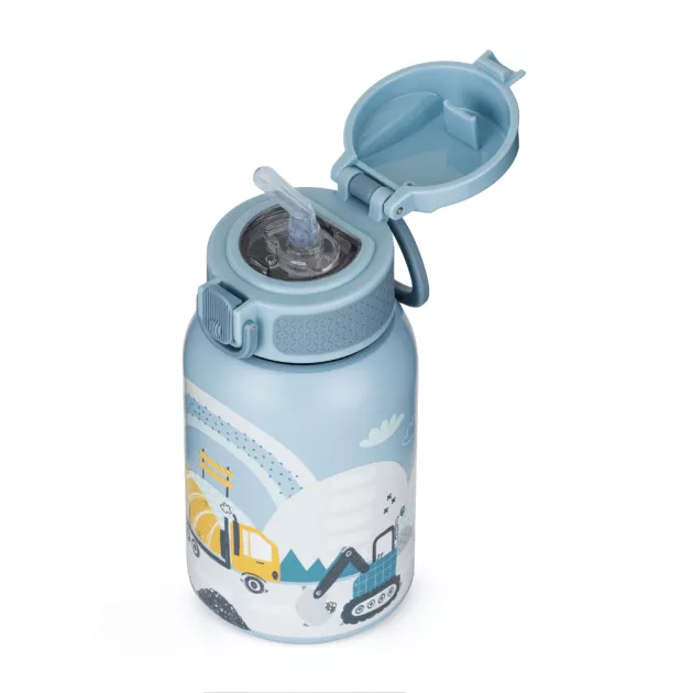Petite&Mars Rozsdamentes acél termoszpalack szívószállal 350 ml Work Zone 12m+