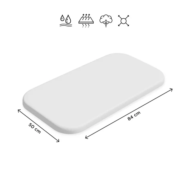 Petite&Mars Vízhatlan lepedő kiságyakhoz, Soft Dream, Mini 84x50 cm, White