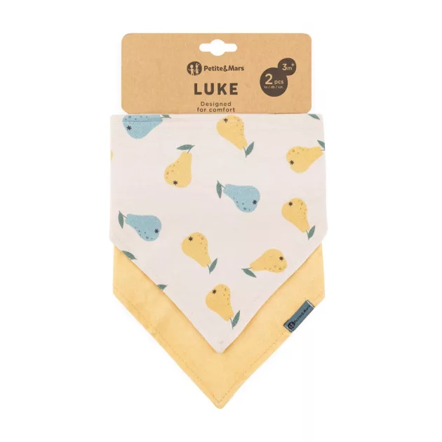 Petite&Mars Nyálkendő Luke 2 db Beige Pears&Intense 3hó+ - Ochre