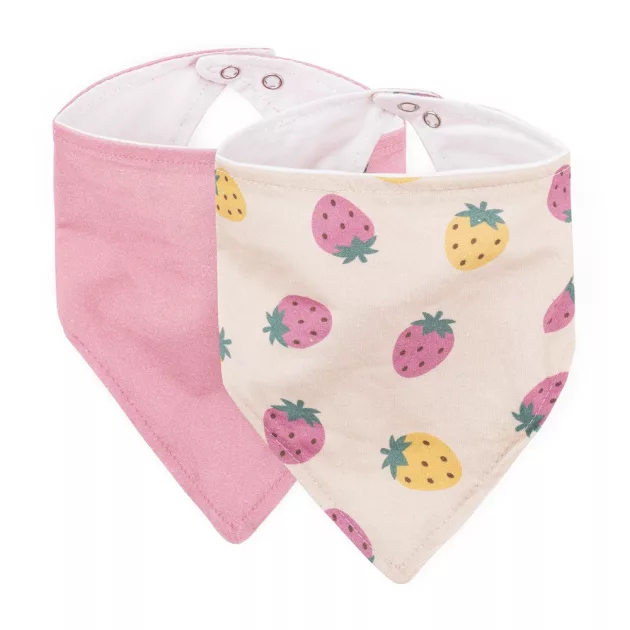 Petite&Mars Nyálkendő Luke 2 db Beige Strawberies&Dusty Rose 3hó+
