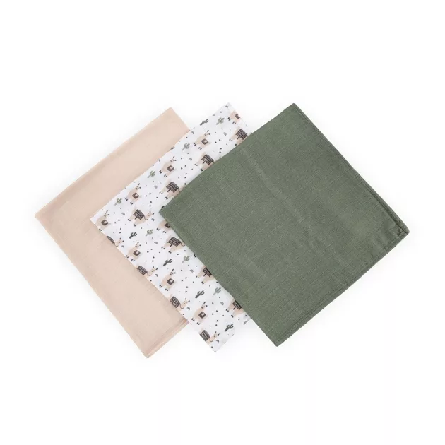 Petite&Mars Bambusz muszlin 3db-os pelenka szett Moussy Llama Vibes 68 x 68 cm
