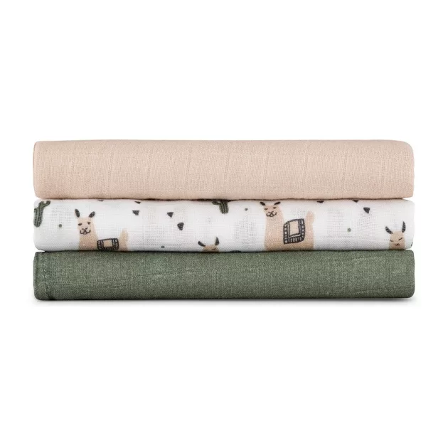 Petite&Mars Bambusz muszlin 3db-os pelenka szett Moussy Llama Vibes 68 x 68 cm