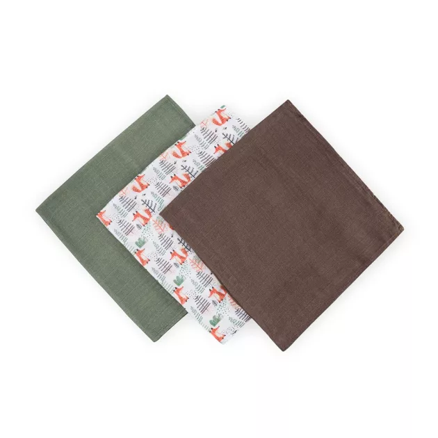 Petite&Mars Bambusz muszlin 3db-os pelenka szett Moussy Forest Fox 68 x 68 cm