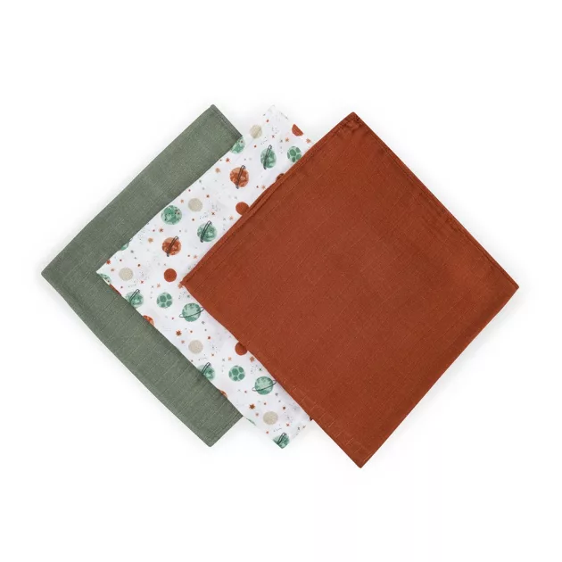 Petite&Mars Bambusz muszlin 3db-os pelenka szett Moussy Celestial Planets 68 x 68 cm