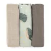 Petite&Mars Bambusz muszlin 3db-os pelenka szett Moussy Whale Song 68 x 68 cm