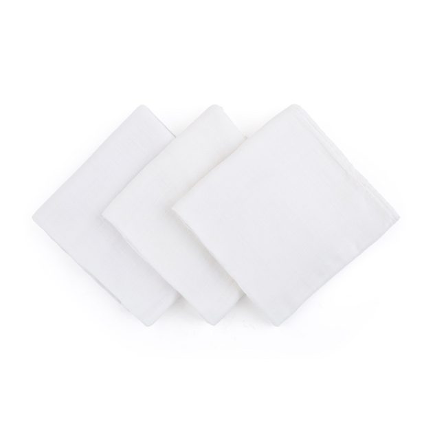 Petite & Mars Bambusz muszlin 3db-os pelenka szett Moussy Total White, 68 x 68 cm