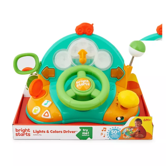Bright Starts Zenélő kormánykerék játék, Lights & Colors Driver™, 6 hó+