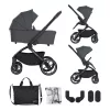 Petite&Mars Kombinált babakocsi SCOUT 2in1 - Anthracite Moon