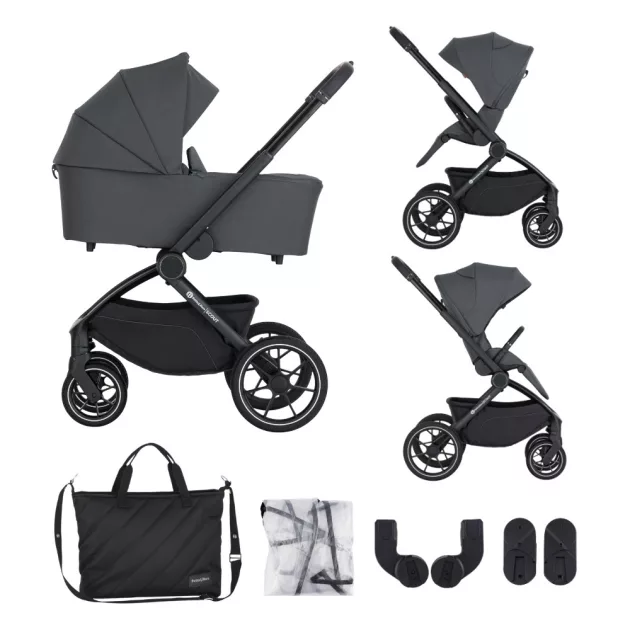 Petite&Mars Kombinált babakocsi SCOUT 2in1 - Anthracite Moon