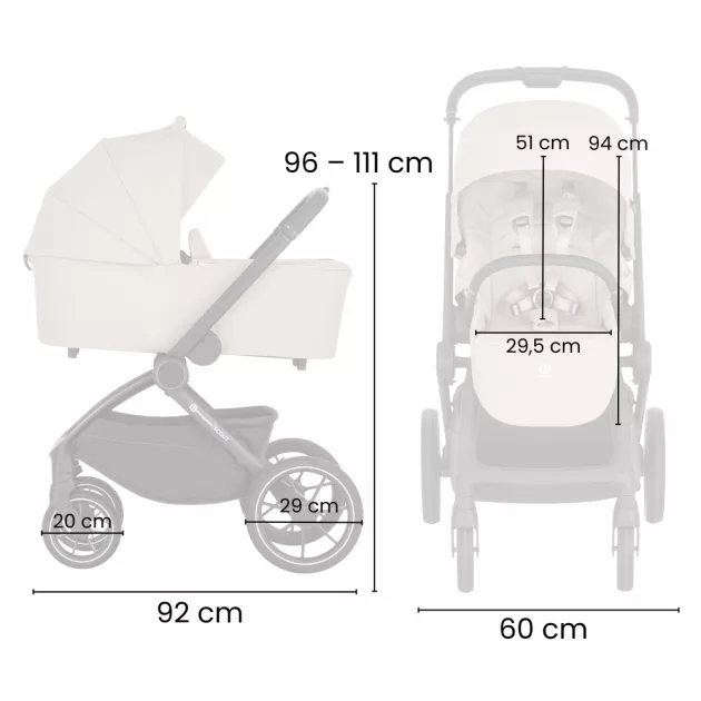 Petite&Mars Kombinált babakocsi SCOUT 2in1 - Anthracite Moon