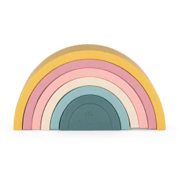   Petite&Mars Szilikon egymásra rakható játék, Rainbow, Intense Ochre, 12 hó+