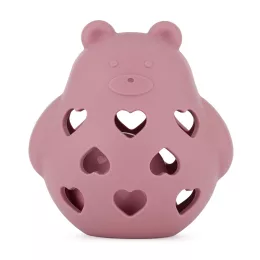   Petite&Mars Szilikon játék csörgővel Bear Basil Dusty Rose 0m+