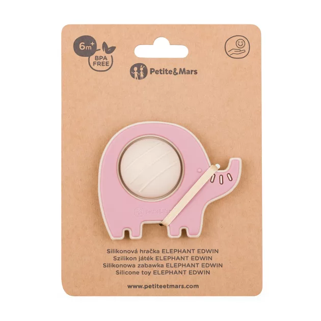 Petite&Mars Szilikon játék Elephant Edwin Dusty Rose 6hó+