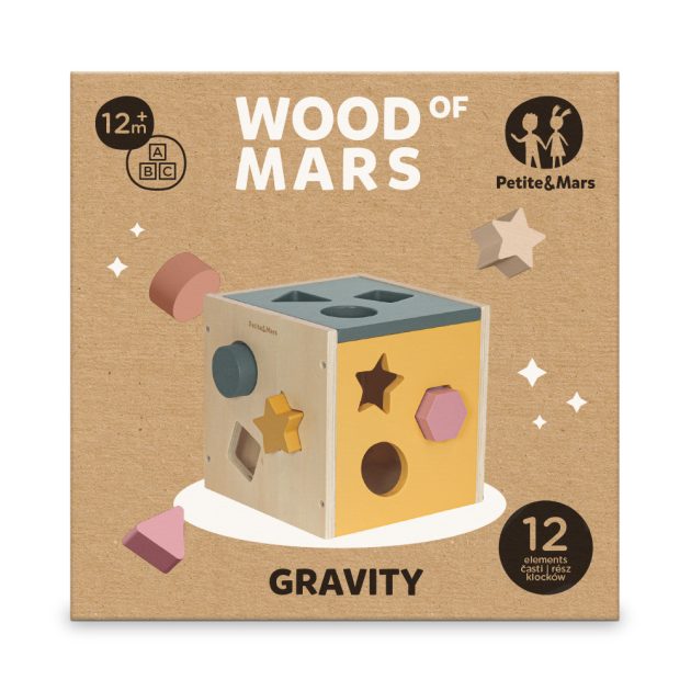 Petite & Mars Fa formaválogató játék Gravity Wood of Mars 12hó+