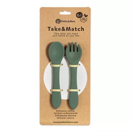   Petite&Mars Szilikon evőeszközök, TAKE&MATCH, Misty Green, 6 hó+