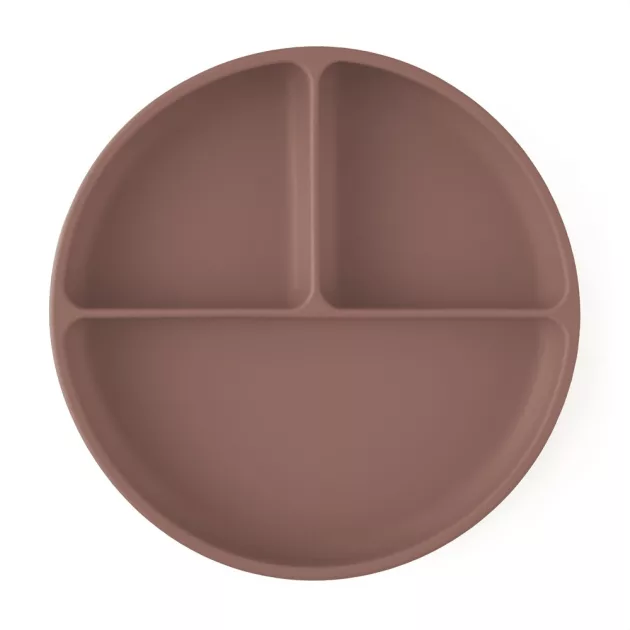 Petite&Mars Szilikon osztott tányér, kerek Take&Match Velvet Latte 6m+