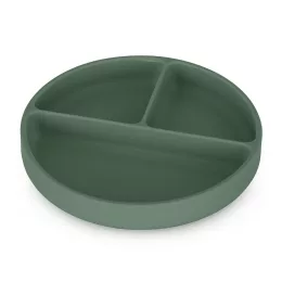   Petite&Mars Szilikon osztott kerek tányér, Take&Match, Misty Green, 6 hó+