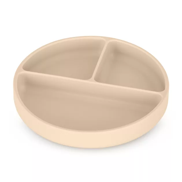 Petite&Mars Szilikon osztott kerek tányér, Take&Match, Desert Sand, 6 hó+