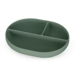   Petite&Mars Szilikon osztott ovális tányér, Take&Match, Misty Green, 6 hó+