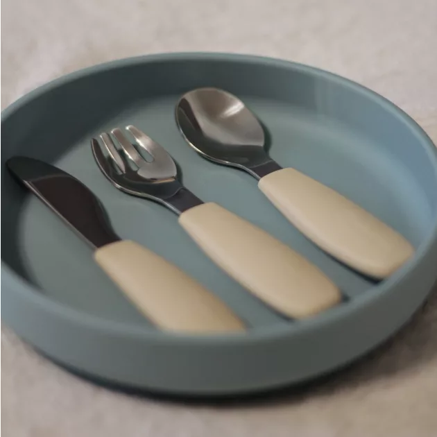 Petite&Mars Rozsdamentes acél evőeszközkészlet Take&Match Frosted Sky 12m+