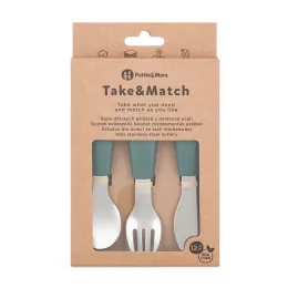   Petite&Mars Rozsdamentes acél evőeszközkészlet Take&Match Misty Green 12m+
