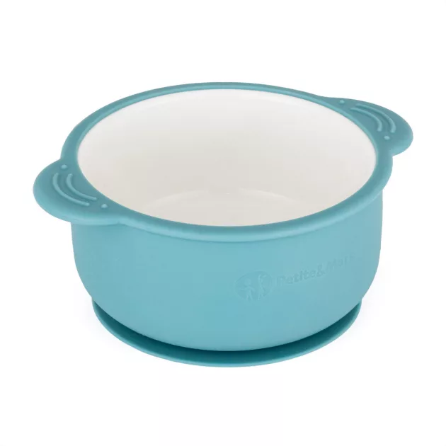 PETITE&MARS Kerámia tálka szilikon borítással Teal Blue