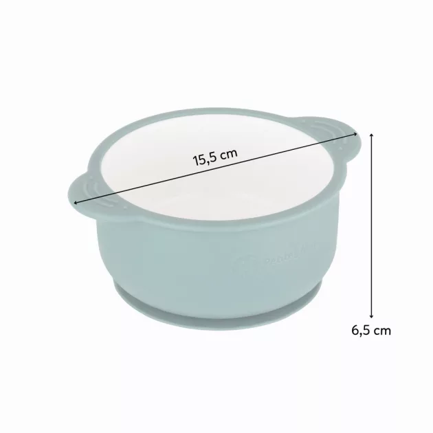 PETITE&MARS Kerámia tálka szilikon borítással Misty Green
