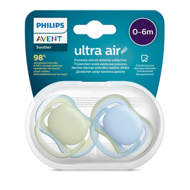 Avent SCF085/21 Játszócumi Ultra air neutral 0-6hó fiús kék, 2db