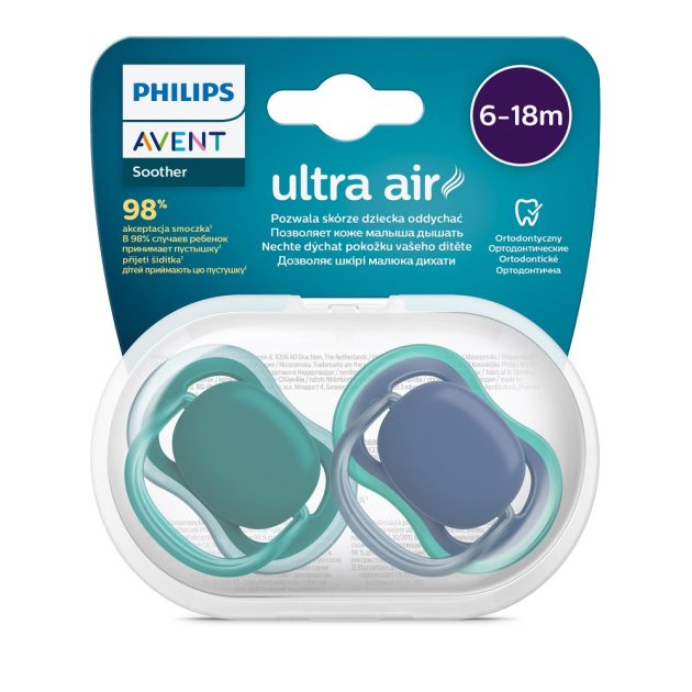 Avent SCF085/31 Játszócumi Ultra air neutral 6-18hó fiús kék, 2db