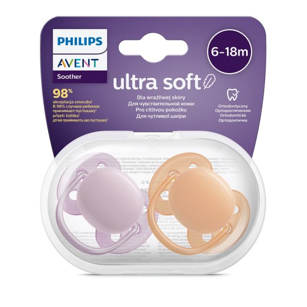 Avent SCF091/33 lányos játszócumi, ultrasoft premium, neutral, 6-18 hó, 2 db