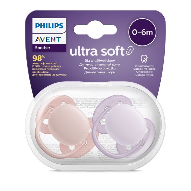 Avent SCF091/31 lányos játszócumi, ultrasoft premium, neutral, 0-6 hó, 2 db