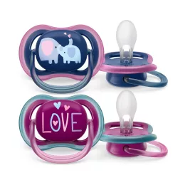   Avent SCF349/22 Ultra air, elefántos, lányos játszócumi, 18hó+, 2db