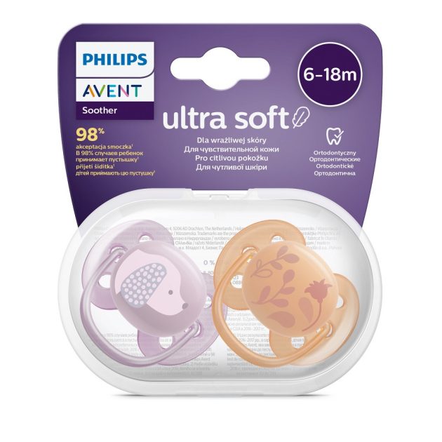 Avent SCF091/18 Játszócumi Ultrasoft Premium állat 6-18hó lányos , 2 db