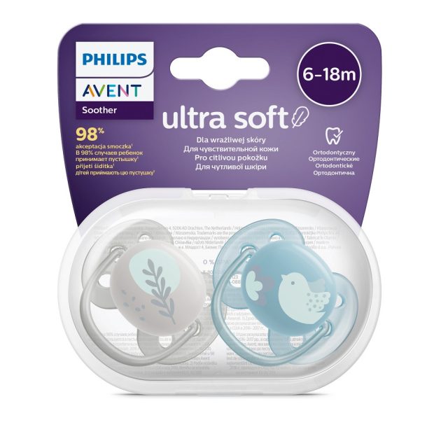 Avent SCF091/15 Játszócumi Ultrasoft Premium Állat 6-18hó fiús, 2 db