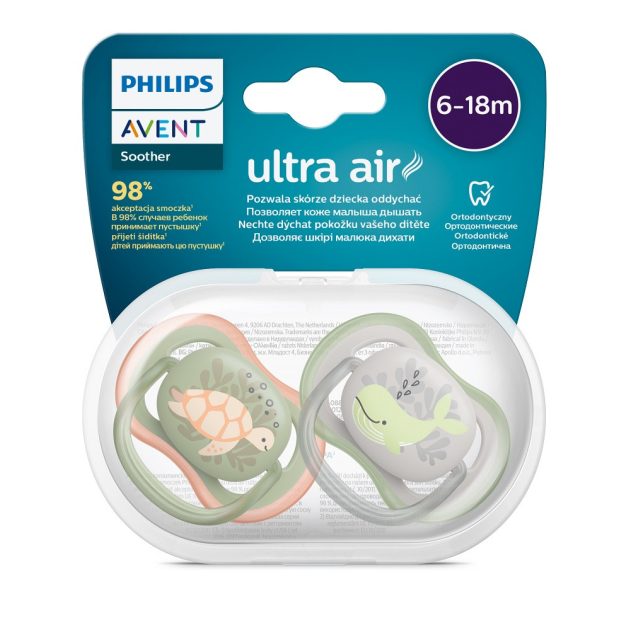 Avent SCF085/60 Játszócumi Ultra air Mintás 6-18hó fiús ( tenger), 2 db