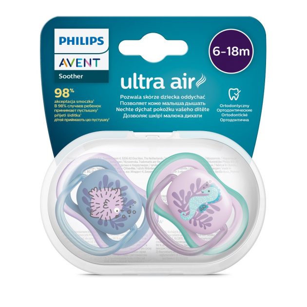 Avent SCF085/61 Játszócumi Ultra air Mintás 6-18hó lányos (tenger), 2db