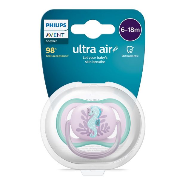 Avent SCF086/06 Játszócumi Ultra air Mintás 6-18m csikóhal, 1db