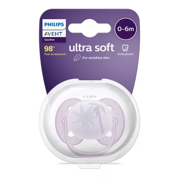 Avent SCF092/03 Ultrasoft premium, lila játszócumi, 0-6 hó, 1 db
