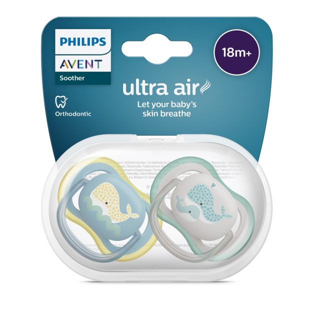 Philips AVENT Játszócumi Ultra air mintás 18hó+ (bálna) 2db