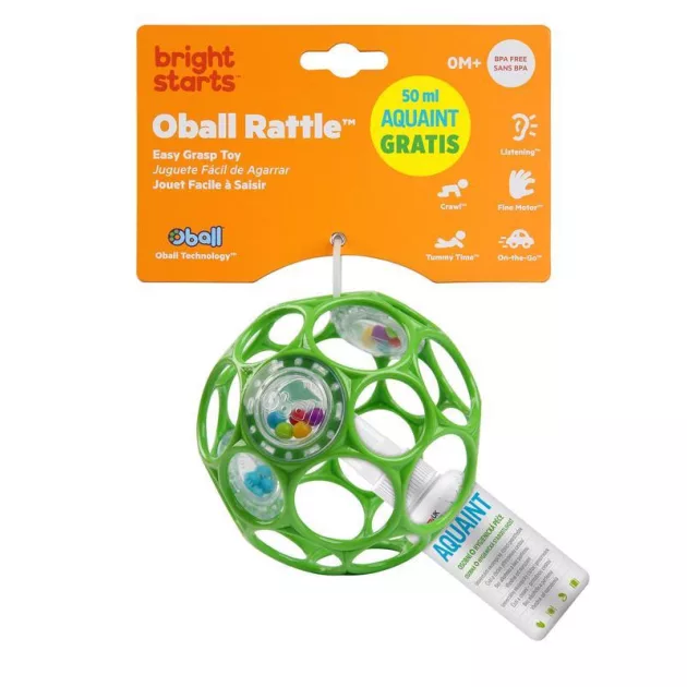 OBALL Csörgő Játék, 10 cm, seafoam, 0 hó+, + AJÁNDÉK Aquaint, 50ml