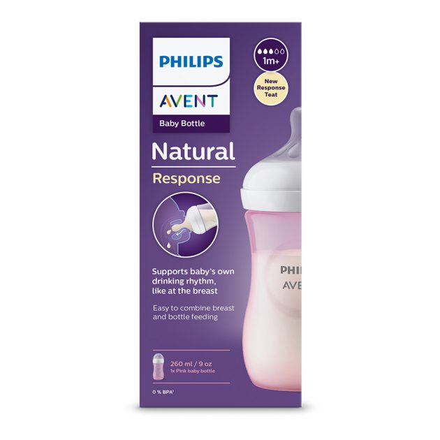 Avent SCY903/11 Natural Response cumisüveg 260 ml, 1hó+, rózsaszín