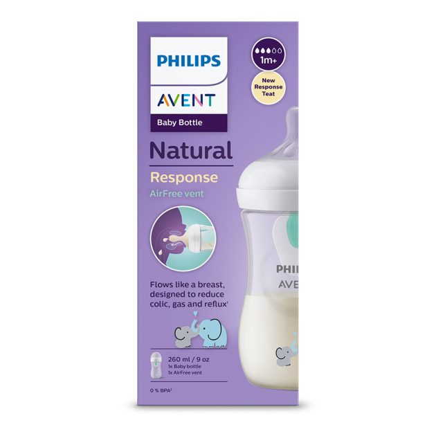 Avent SCY673/81 Natural Response cumisüveg AirFree 260 ml, 1hó+ elefánt