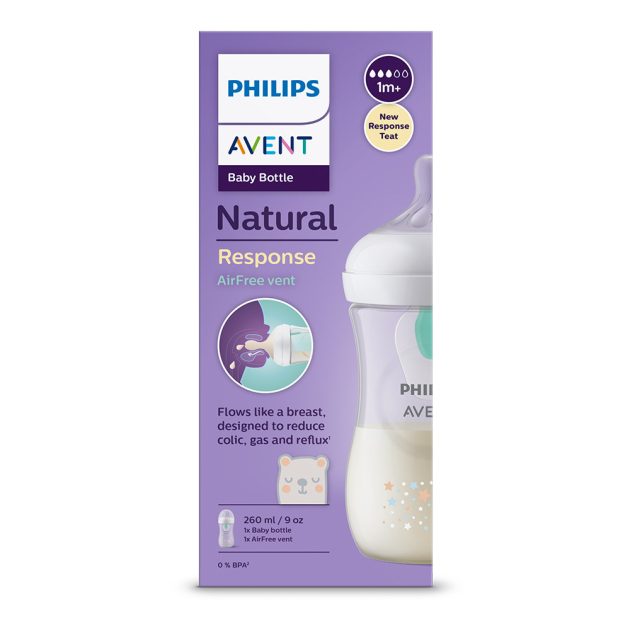 Avent SCY673/82 Natural Response cumisüveg AirFree 260 ml, 1hó+ medve